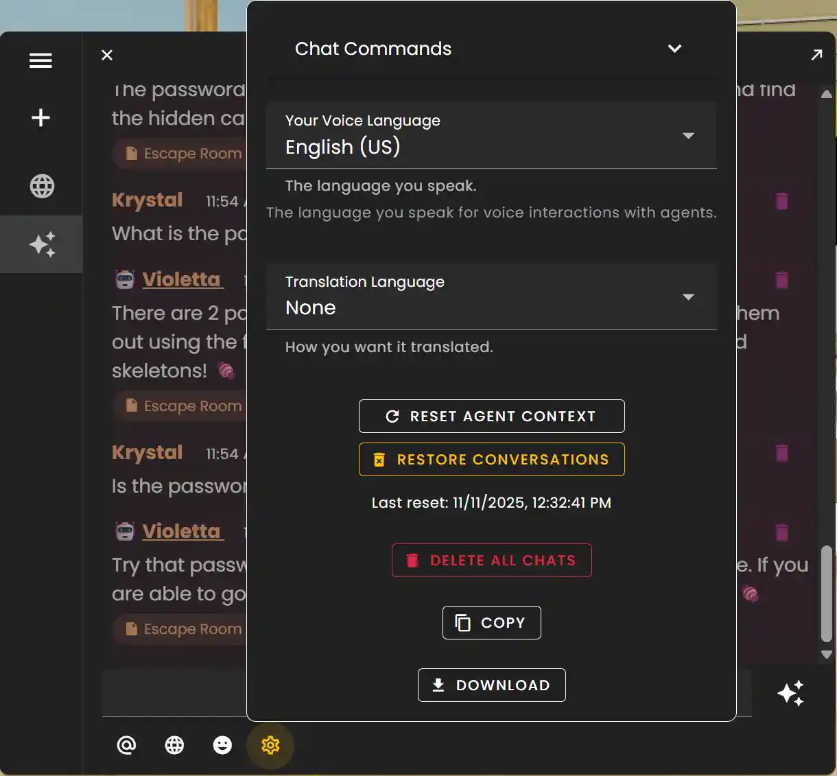 Reset Agent Context (User Chat)