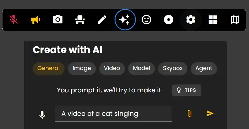The Creation Menu button in the toolbar