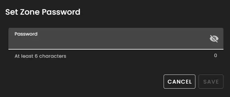 Password Protected Zones