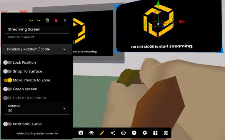 The Creation Menu button in the toolbar