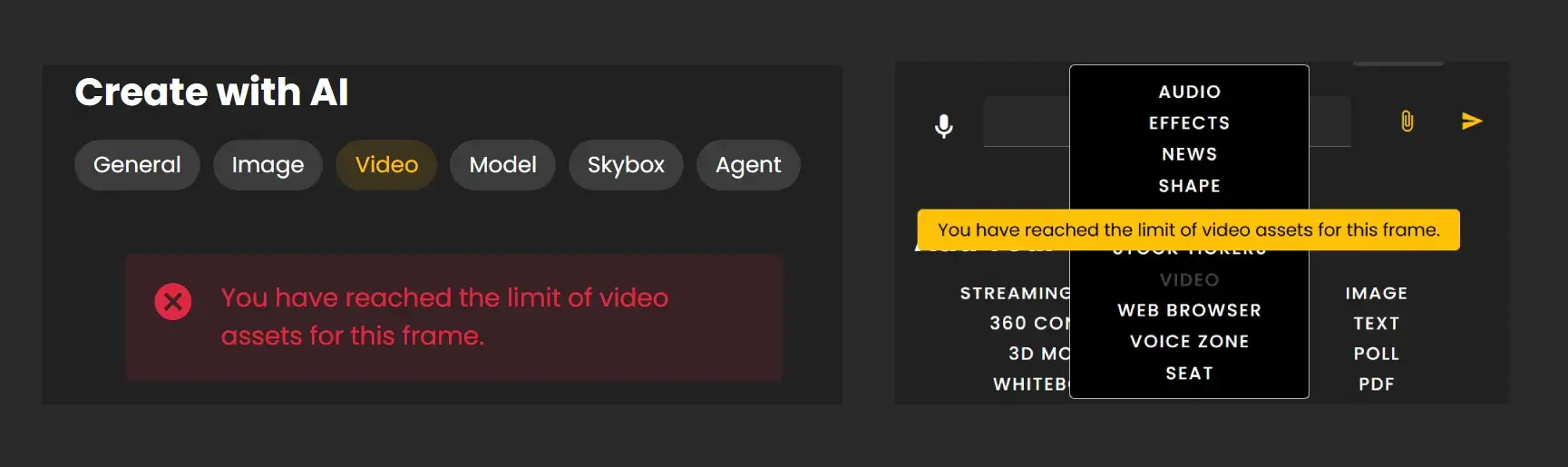 The Creation Menu button in the toolbar