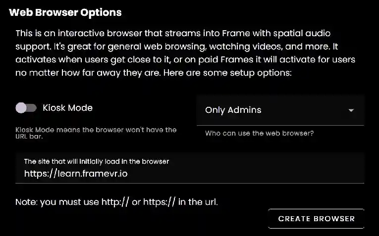 The Creation Menu button in the toolbar